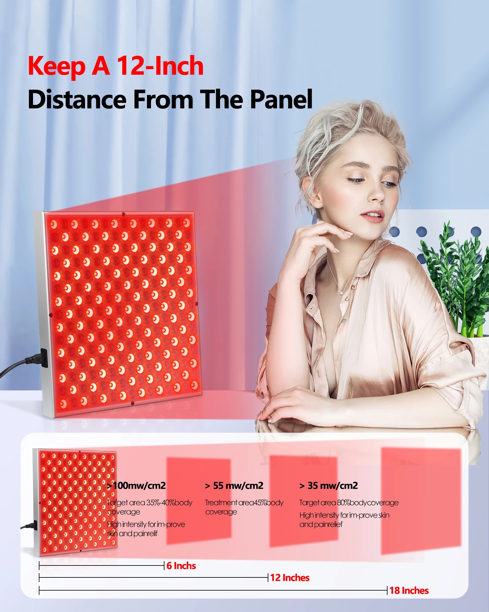 LED Red Light Therapy Panel Lamp